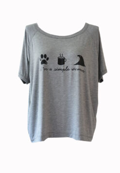 camiseta feminina mescla, camiseta soltinha, i1m a simple woman Sicrupt Beachwear
